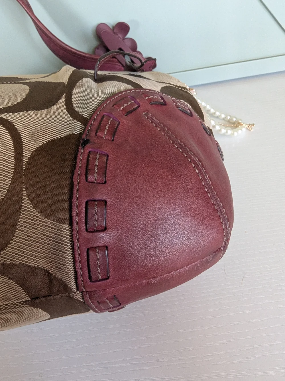 vintage Coach Ergo Signature Pleated Hobo Shoulder Bag